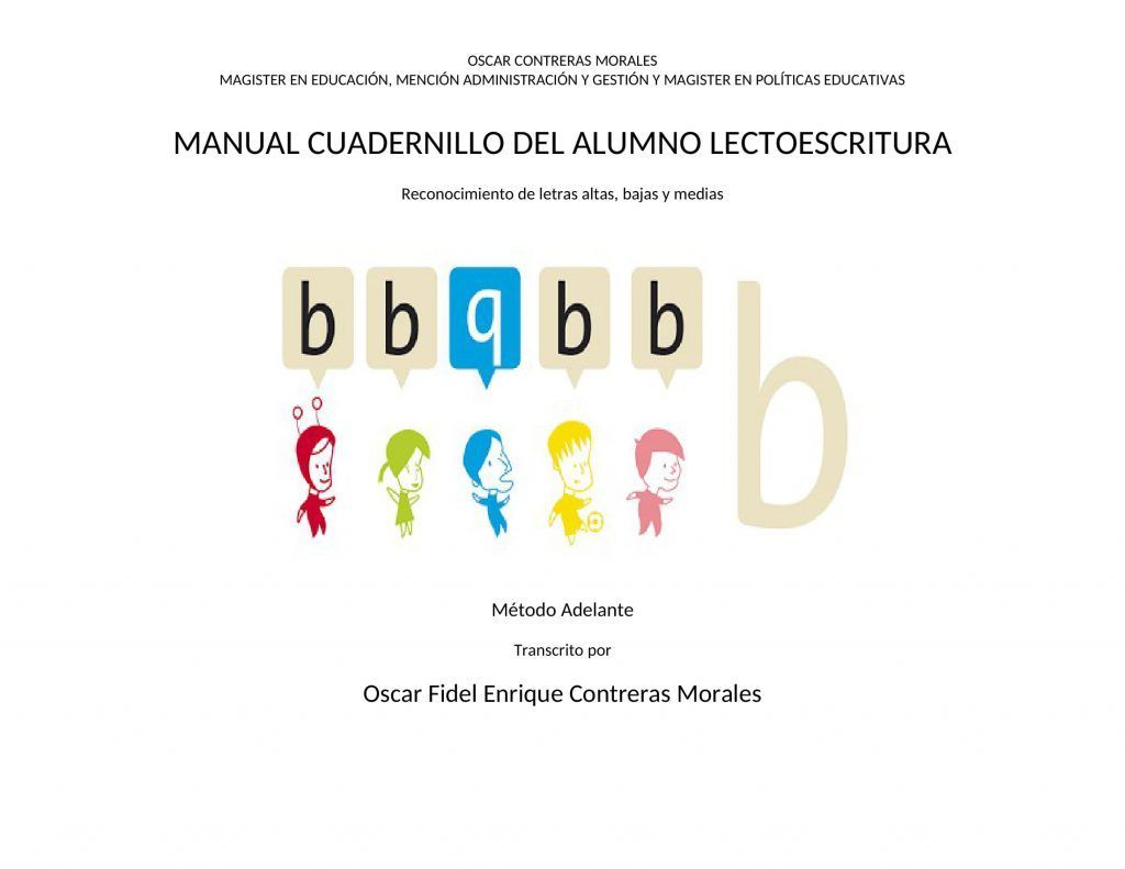 MANUAL CUADERNILLO DEL ALUMNO LECTOESCRITURA 1